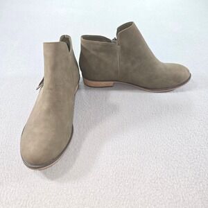 City classified Ankle Boots Women 8.5 Olive Green Faux Leather Side Zip Tassel